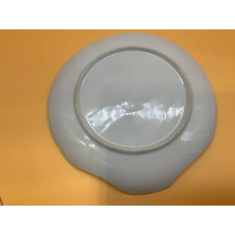 Vintage Rose Snack Plate Gold Trim‎ Scalloped Edge 7.5